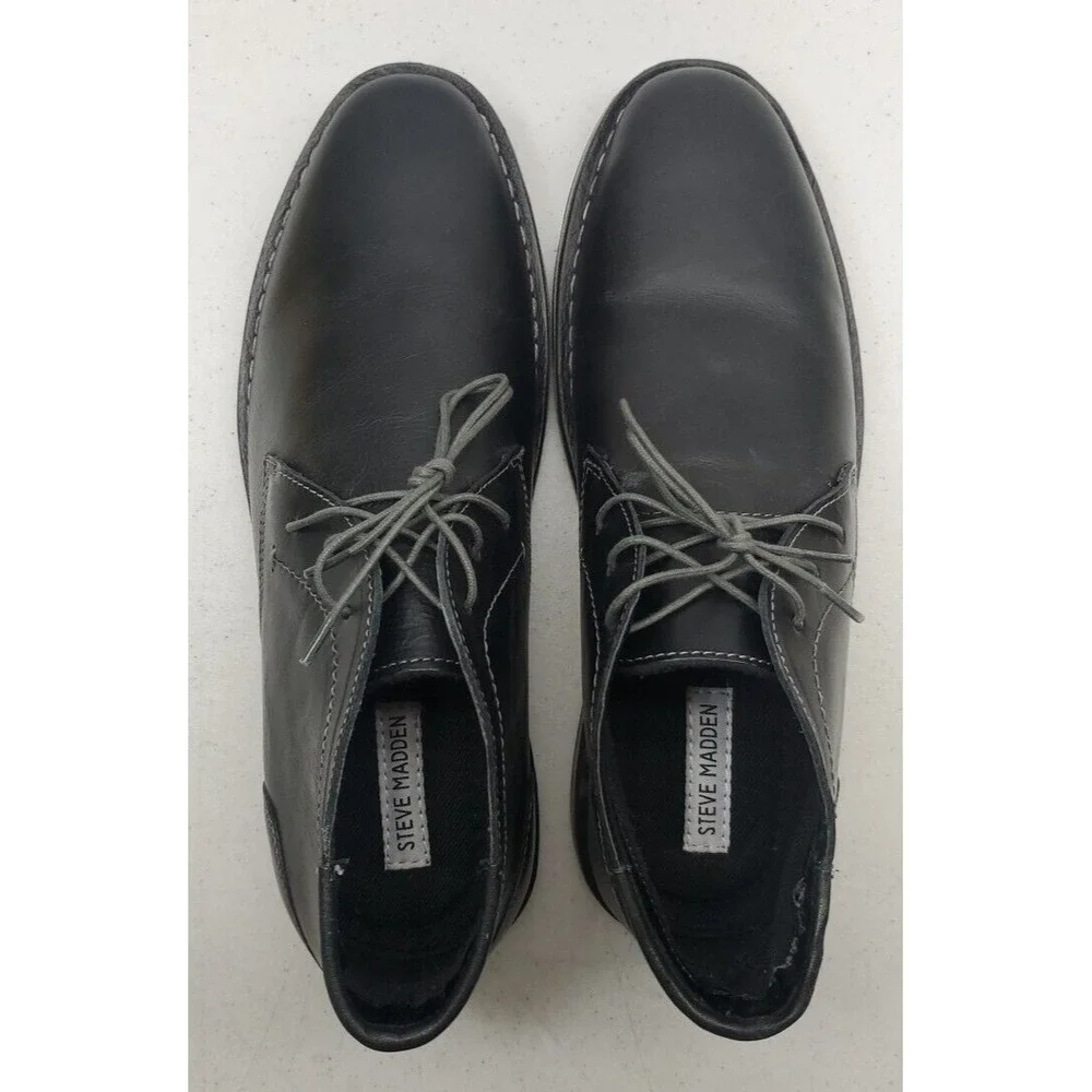 Steve Madden Men's Harken Leather Chukka Boots Size 9.5 M Black EUC w/Box!